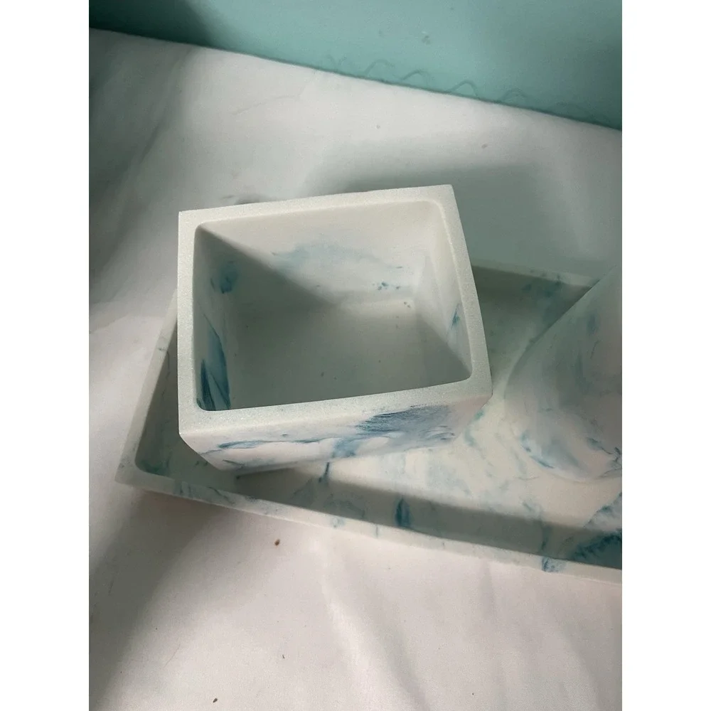 3pc‎ Celeste Bath Accessories Set Blue Marble -